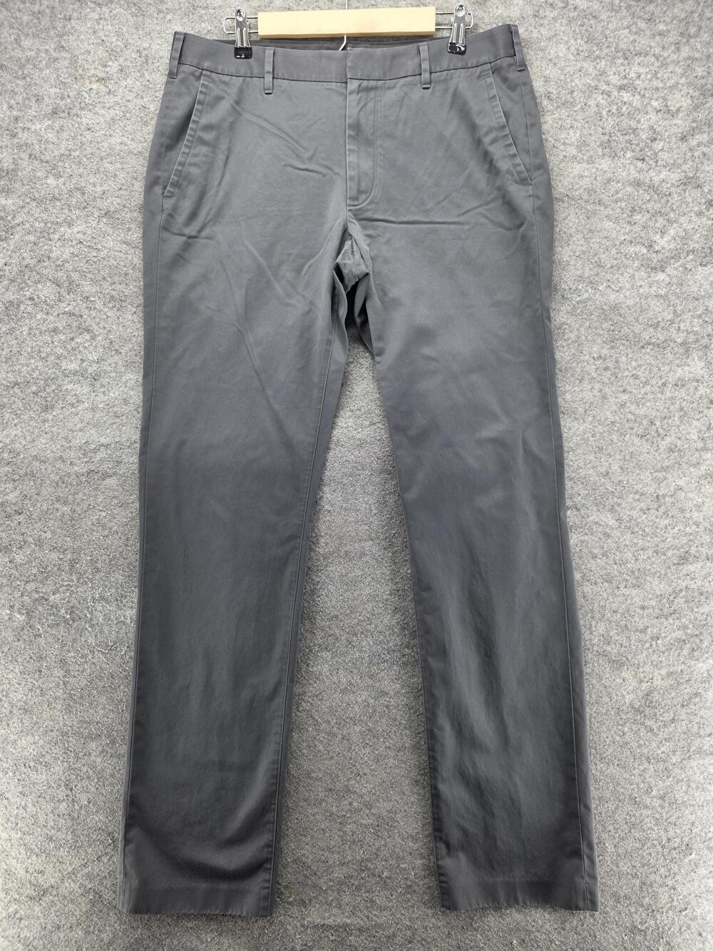 Bonobos Pants Mens 35x34 Gray Slim Fit Chino 100% Cotton Flat Front Casual